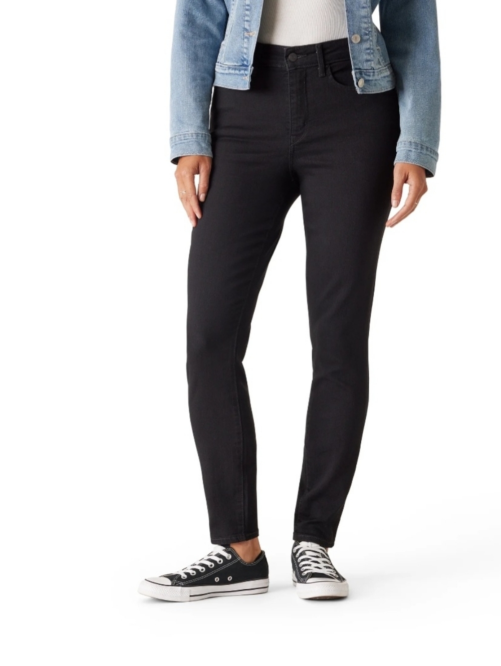 Women's Mid-Rise Black Slim Jeans